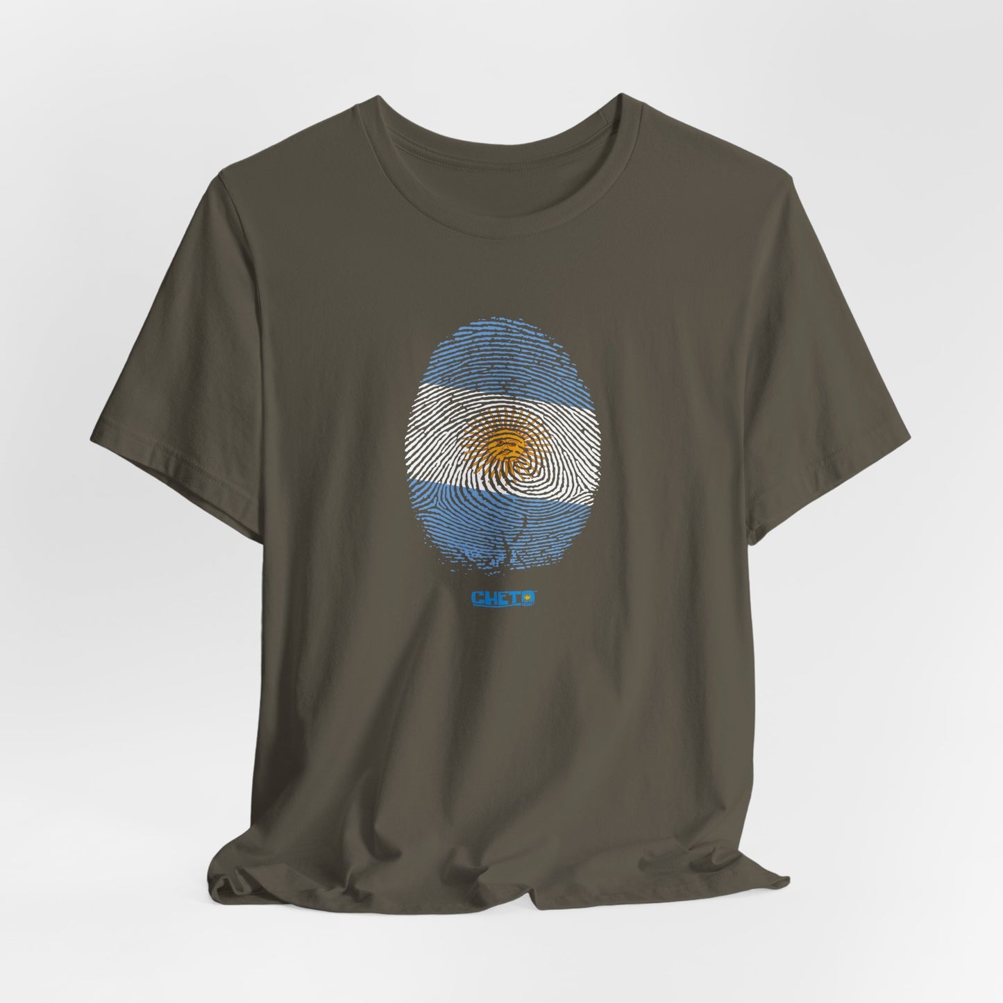 * Huella digital (Argentina) con Codigo QR en espalda-Fingerprint (Argentina) Back QR Code / Unisex Jersey Tee