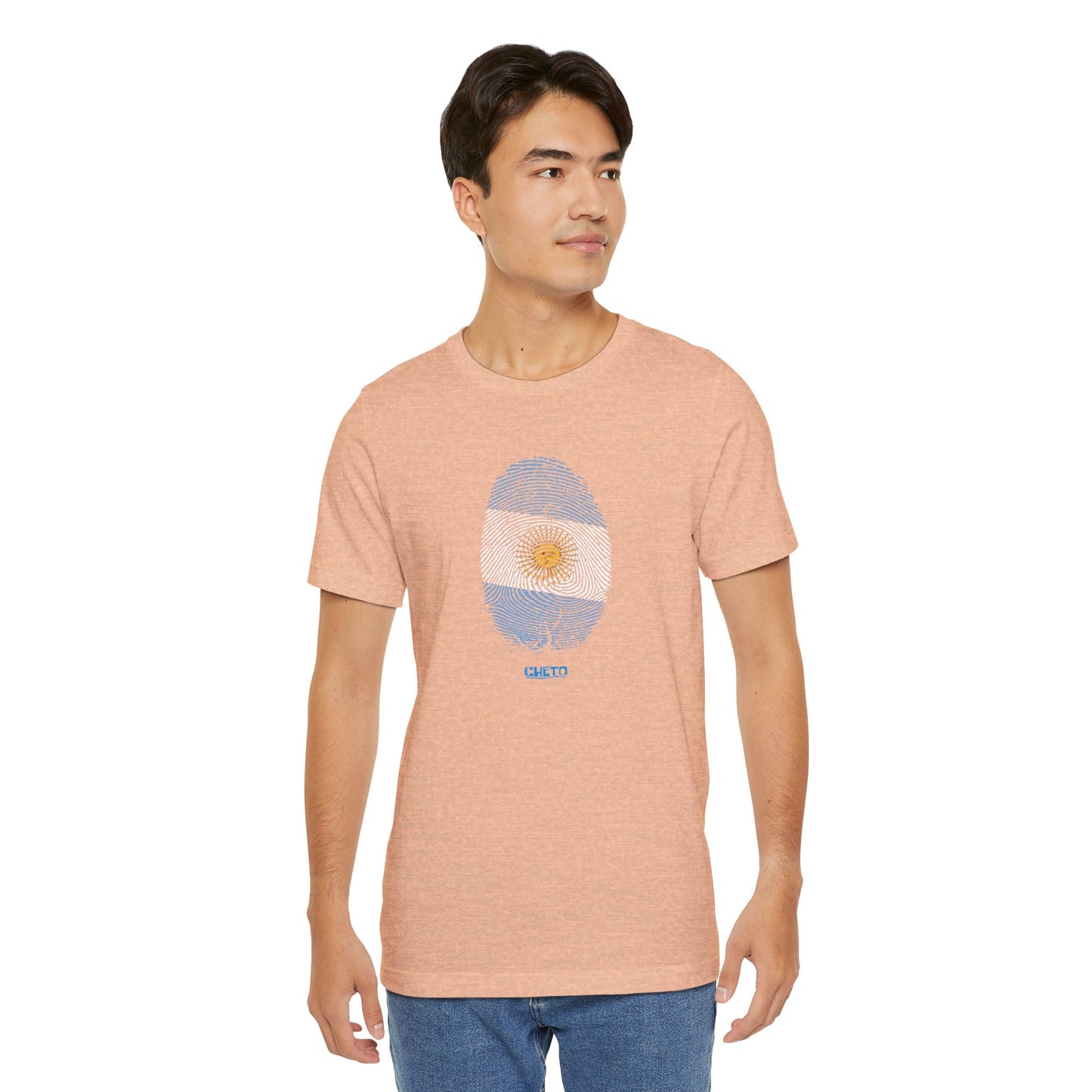 * Huella digital (Argentina) con Codigo QR en espalda-Fingerprint (Argentina) Back QR Code / Unisex Jersey Tee