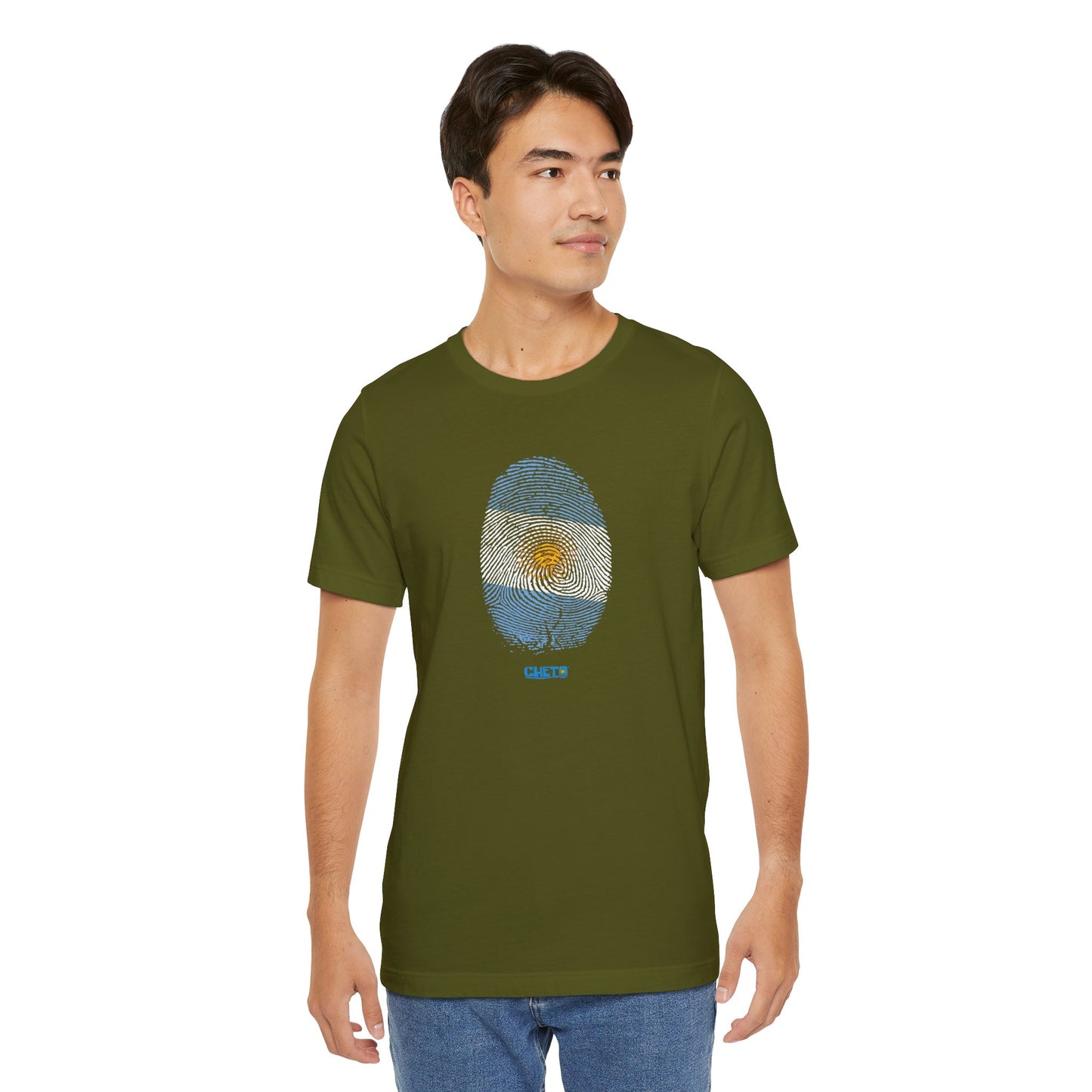 * Huella digital (Argentina) con Codigo QR en espalda-Fingerprint (Argentina) Back QR Code / Unisex Jersey Tee