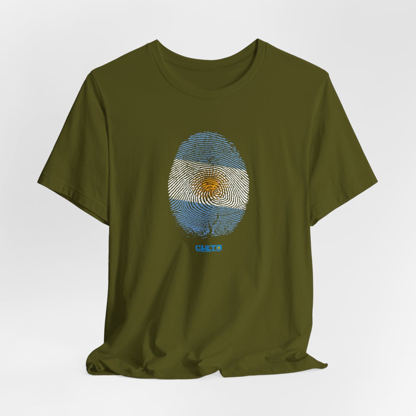 * Huella digital (Argentina) con Codigo QR en espalda-Fingerprint (Argentina) Back QR Code / Unisex Jersey Tee