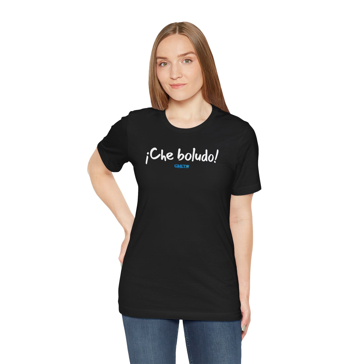 * ¡Che boludo! (con código QR en espalda/with QR code on back) - Unisex Jersey Tee