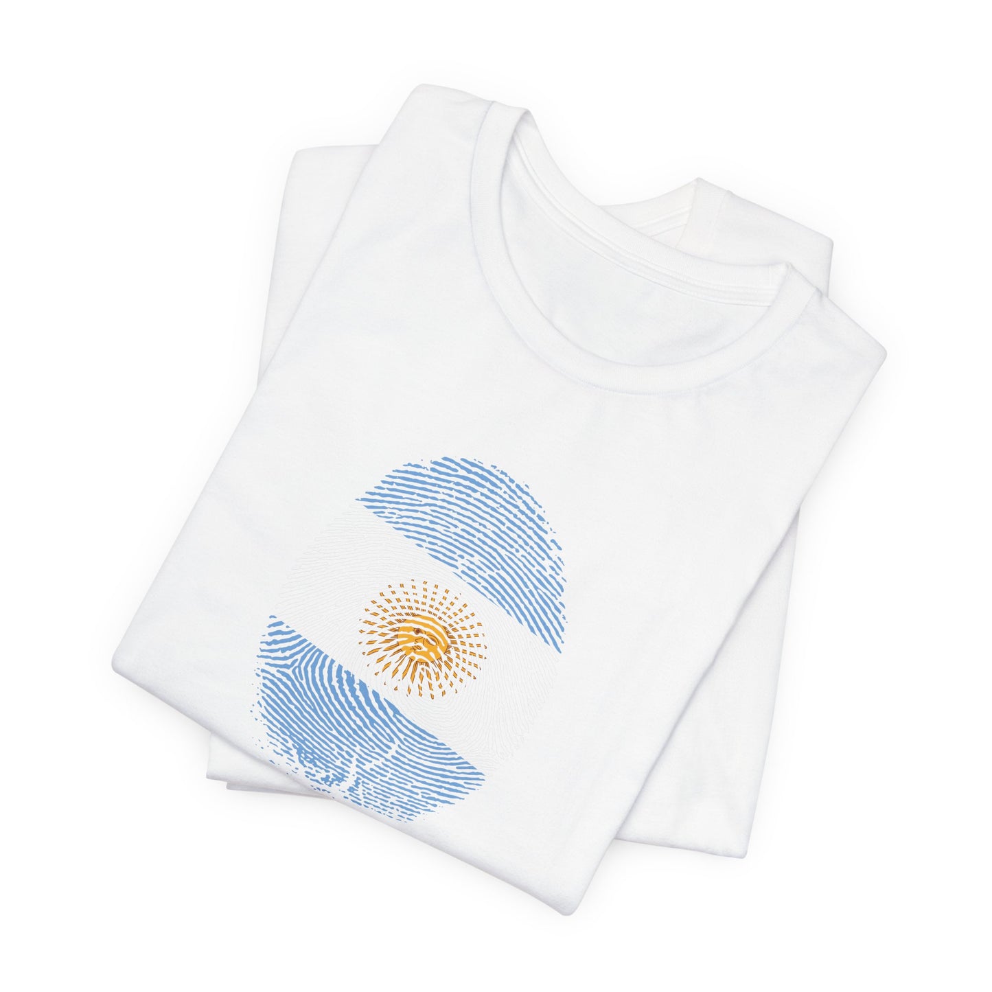 * Huella digital (Argentina) con Codigo QR en espalda-Fingerprint (Argentina) Back QR Code / Unisex Jersey Tee