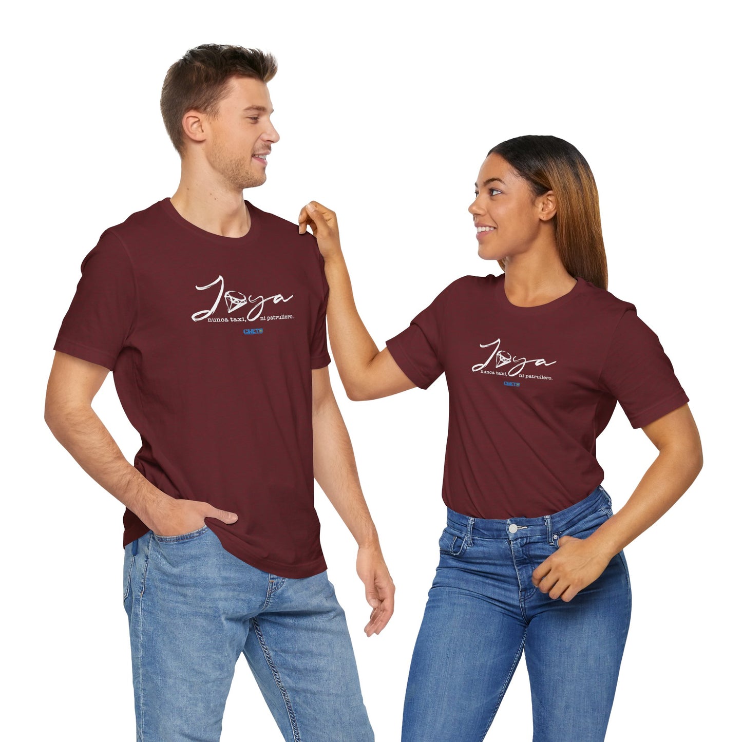 Joya, nunca taxi, ni patrullero Unisex Jersey Tee