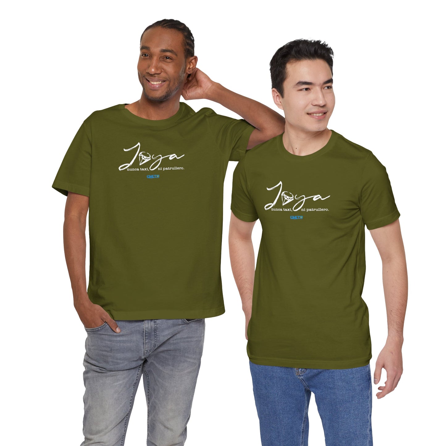 Joya, nunca taxi, ni patrullero Unisex Jersey Tee