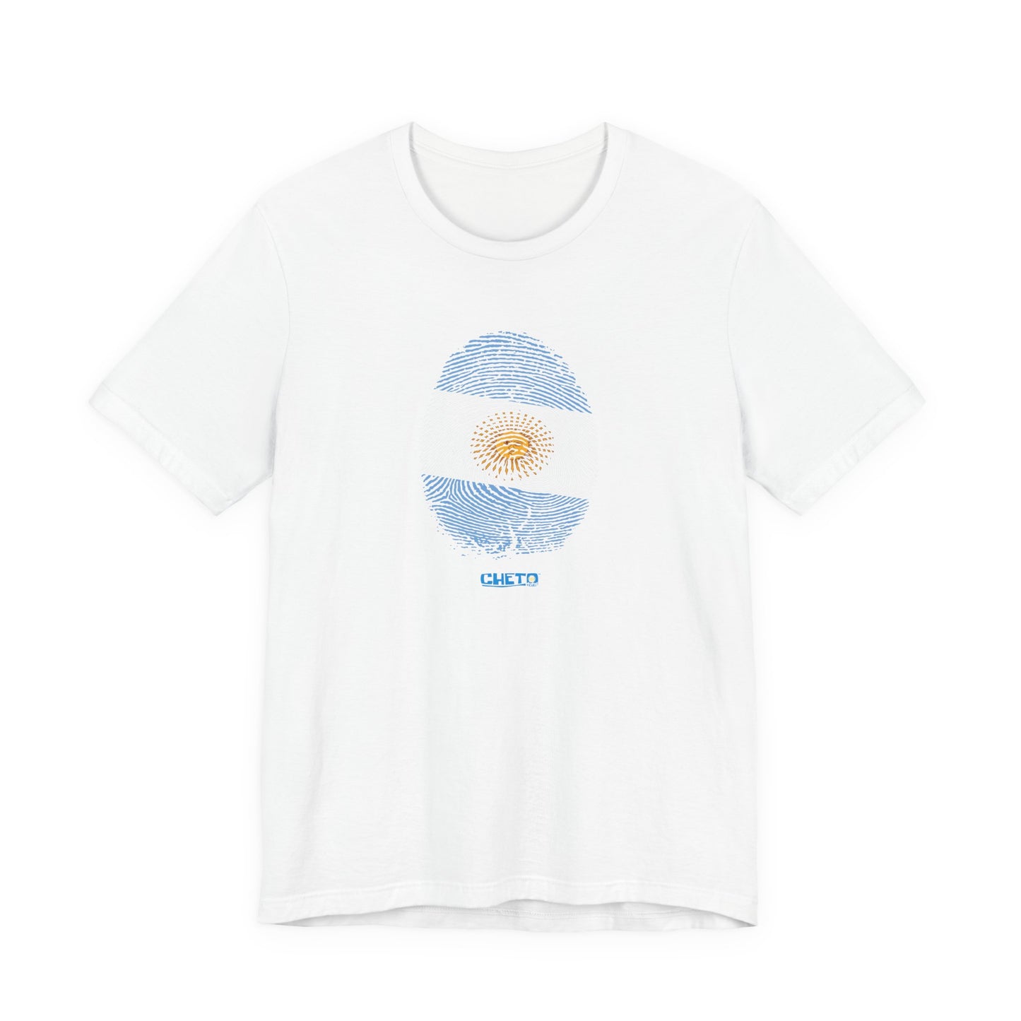 * Huella digital (Argentina) con Codigo QR en espalda-Fingerprint (Argentina) Back QR Code / Unisex Jersey Tee