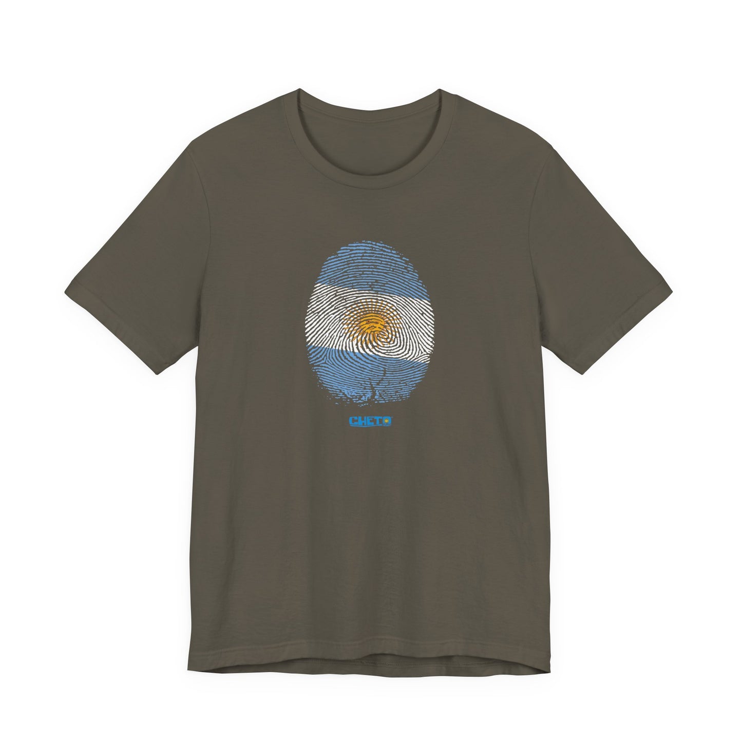 * Huella digital (Argentina) con Codigo QR en espalda-Fingerprint (Argentina) Back QR Code / Unisex Jersey Tee
