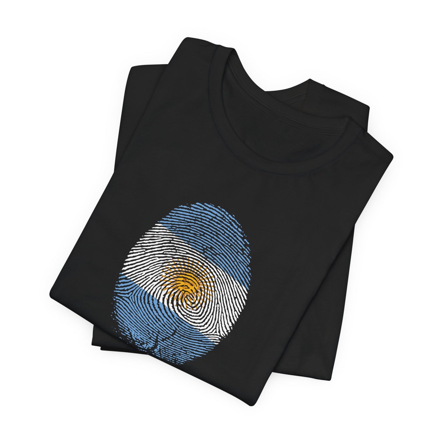 * Huella digital (Argentina) con Codigo QR en espalda-Fingerprint (Argentina) Back QR Code / Unisex Jersey Tee