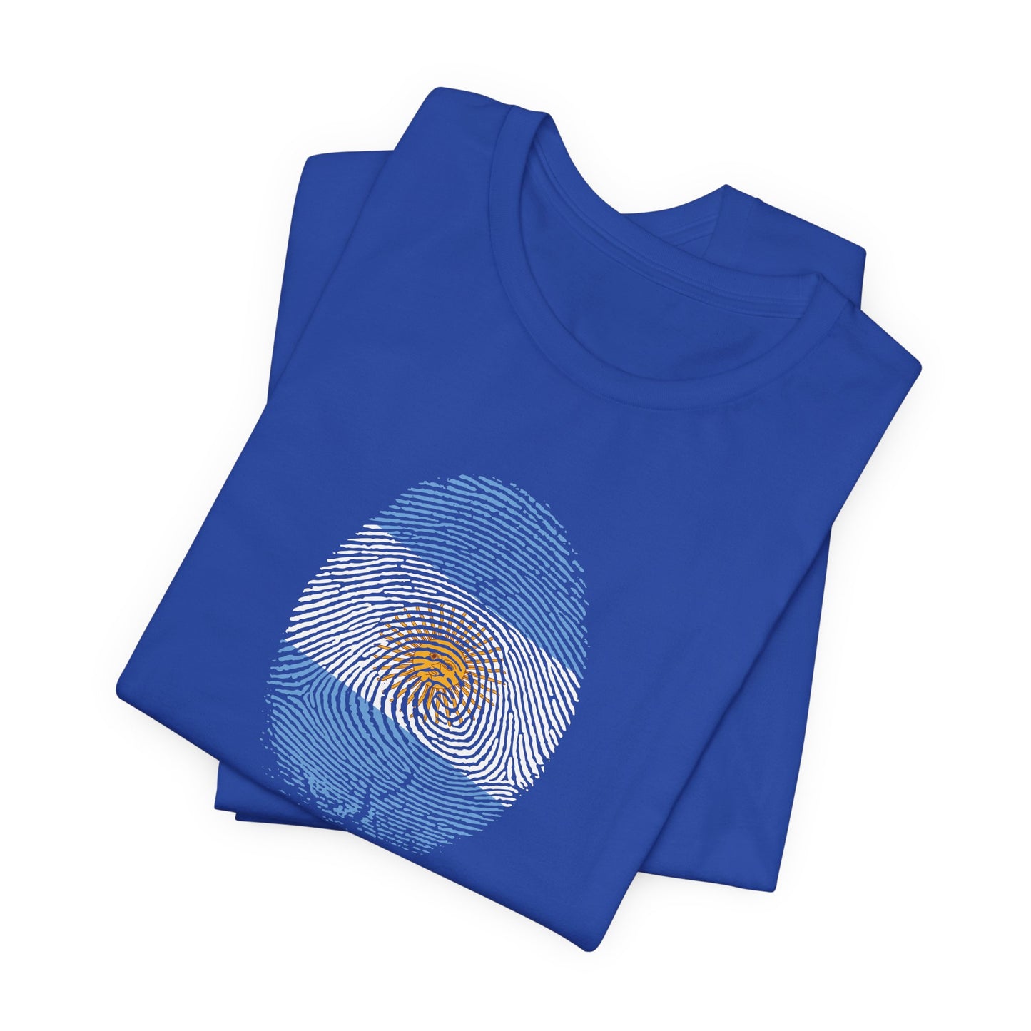 * Huella digital (Argentina) con Codigo QR en espalda-Fingerprint (Argentina) Back QR Code / Unisex Jersey Tee