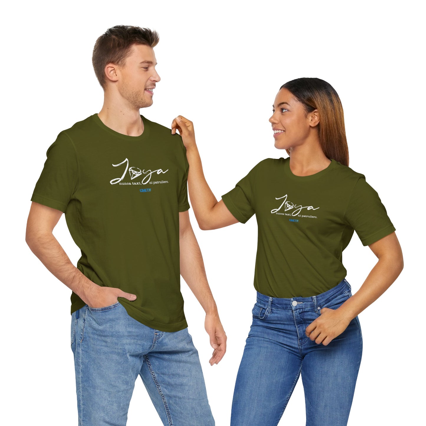 Joya, nunca taxi, ni patrullero Unisex Jersey Tee