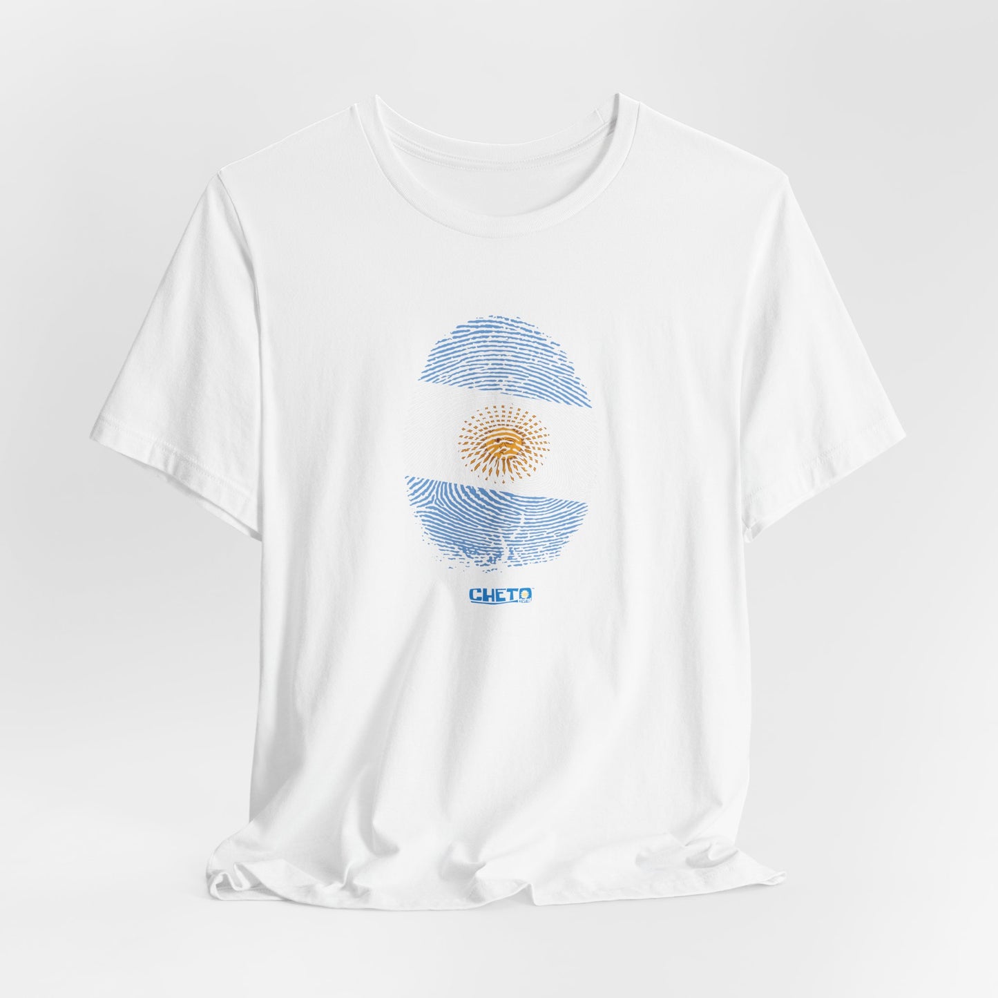 * Huella digital (Argentina) con Codigo QR en espalda-Fingerprint (Argentina) Back QR Code / Unisex Jersey Tee
