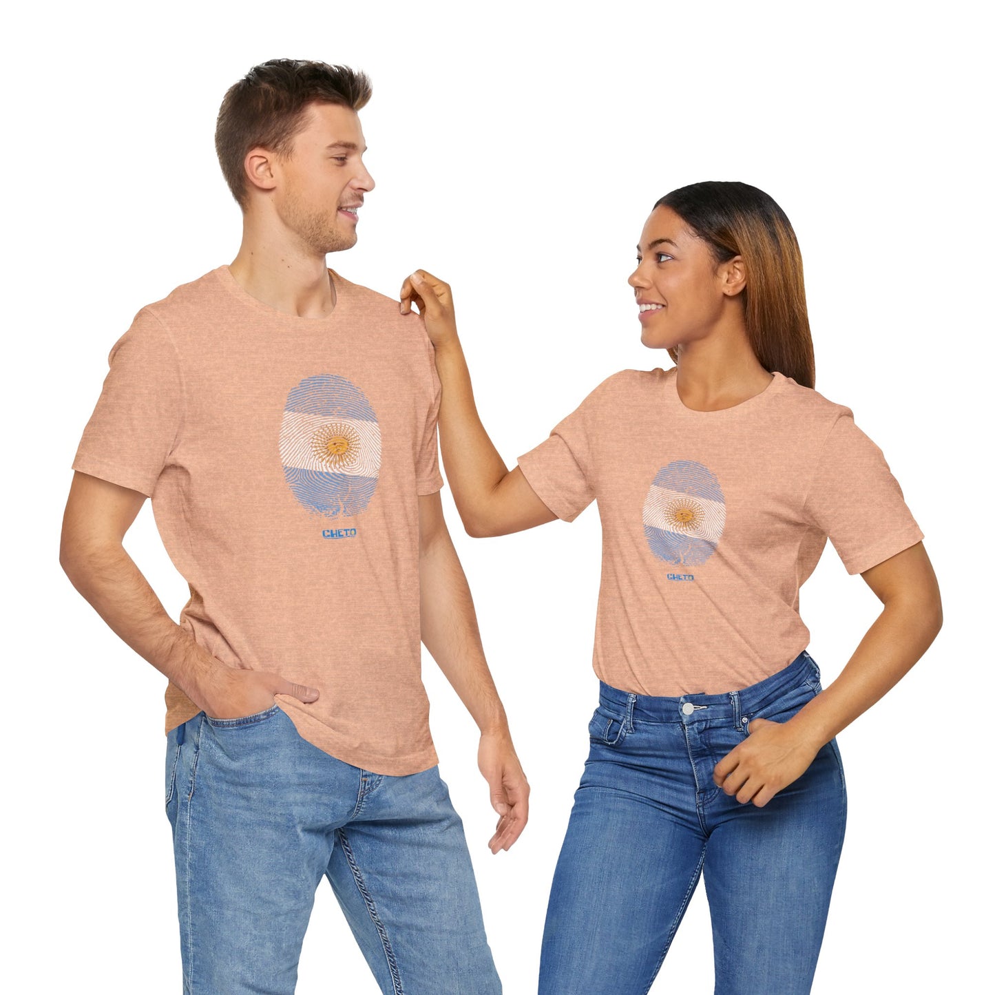 * Huella digital (Argentina) con Codigo QR en espalda-Fingerprint (Argentina) Back QR Code / Unisex Jersey Tee