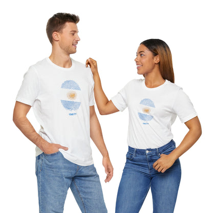 * Huella digital (Argentina) con Codigo QR en espalda-Fingerprint (Argentina) Back QR Code / Unisex Jersey Tee
