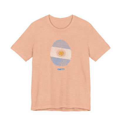 * Huella digital (Argentina) con Codigo QR en espalda-Fingerprint (Argentina) Back QR Code / Unisex Jersey Tee