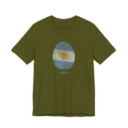 * Huella digital (Argentina) con Codigo QR en espalda-Fingerprint (Argentina) Back QR Code / Unisex Jersey Tee