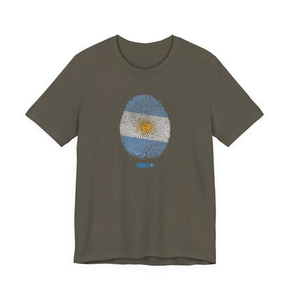 * Huella digital (Argentina) con Codigo QR en espalda-Fingerprint (Argentina) Back QR Code / Unisex Jersey Tee