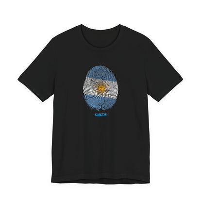* Huella digital (Argentina) con Codigo QR en espalda-Fingerprint (Argentina) Back QR Code / Unisex Jersey Tee